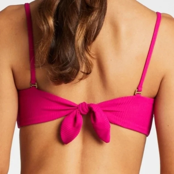 Vitamin A Mila Convertible Bandeau Bikini Top Luciana Bottoms Hot Pink Malaia - Picture 5 of 11